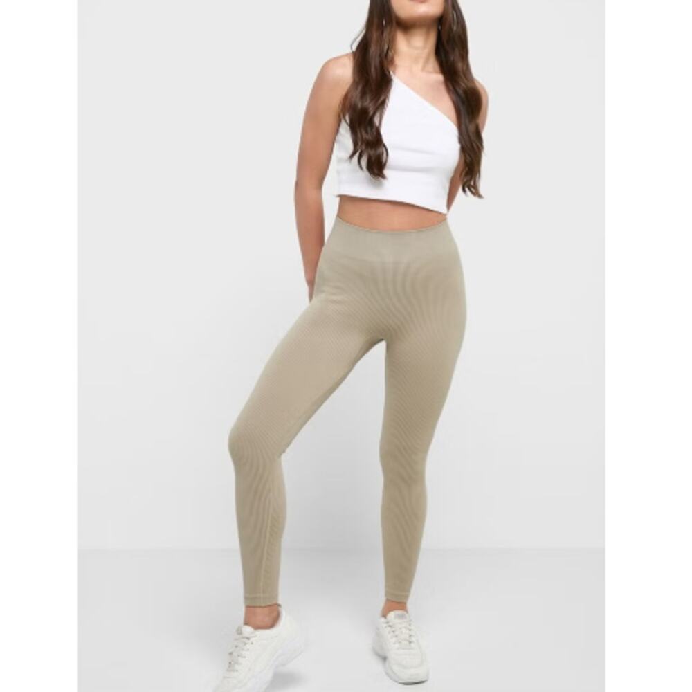 NEW TOPSHOP NORDSTROM Co-Ord Ribbed Seamless High Waist Leggings Size M - Picture 7 of 7